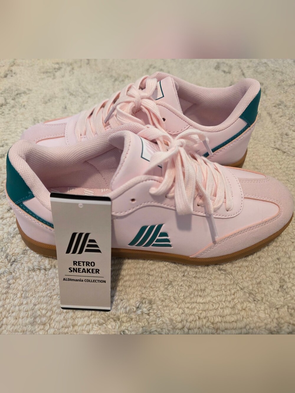 ALDImania 50th Anniversary Retro Sneaker in Soft Pink with Teal Accents